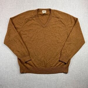 LL Bean Lambswool V Neck Sweater Men Large Brown Classic Preppy Academia Cottage